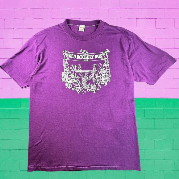 Vintage Old Roxbury Days Fair 80s Tee Purple Double Sided Single Stitch Shirt XL - Picture 1 of 7